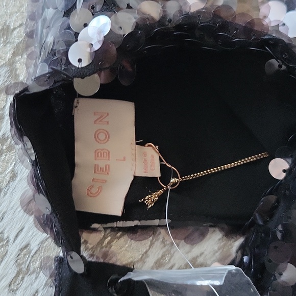 Ciebon Anita Bow Paillette Sequin Sleeveless Mini Shift Dress NWT SzL - Picture 7 of 10